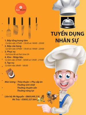 Cần tuyển vị trí bếp và trưởng bộ phận cho Bento Delichi