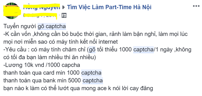 Hỉnh ảnh tuyển dụng gõ captcha