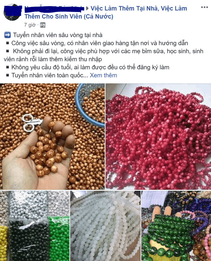 Tin tuyển dụng lừa đảo xâu chuỗi hạt