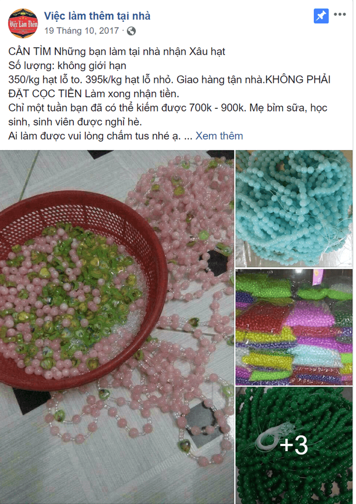 mẫu tin lừa đảo xâu chuỗi hạt